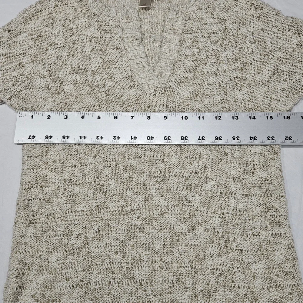 LOFT Womens XS Beige Marled Knit V-Neck High-Low Pullover Sweater